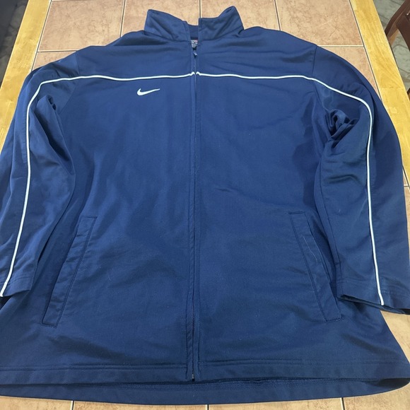 Nike Other - Vintage Y2K Nike Team Full Zip Navy Blue Track Jacket Sz XL Swoosh Logo